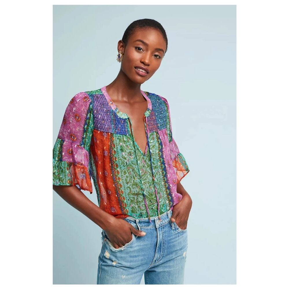 Anthropologie Antonella Peasant Top By Akemi Kin Size XXS